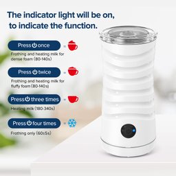 Secura Espumador de Leite Elétrico 4 em 1 com Função Quente e Frio 240ml (branco) - 3