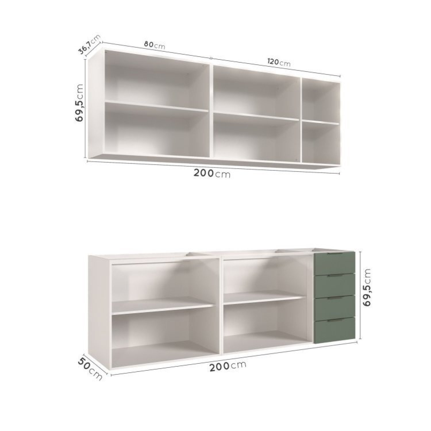 Cozinha Modulada 4 Peças Sem Tampo 2 Aéreos e 2 Balcões Ipanema CabeCasa MadeiraMadeira - 6