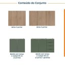 Ver imagem 5 de Cozinha Modulada 4 Peças sem Tampo 2 Aéreos e 2 Balcões Ipanema CabeCasa MadeiraOriginals Verde/Acác