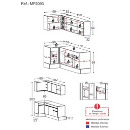 Armário de Cozinha Compacta de Canto com Rodapé Veneza Multimóveis MP2093.891 Branco - 5