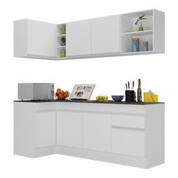 Armário de Cozinha Compacta de Canto com Rodapé Veneza Multimóveis MP2093.891 Branco - 3