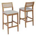 Ver imagem 1 de Kit 2 Banquetas Alta com Encosto Oiti Madeira Maciça Tauari Linho Cinza Natuem