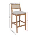 Ver imagem 3 de Kit 2 Banquetas Alta com Encosto Oiti Madeira Maciça Tauari Linho Cinza Natuem