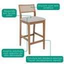Ver imagem 4 de Kit 2 Banquetas Alta com Encosto Oiti Madeira Maciça Tauari Linho Cinza Natuem