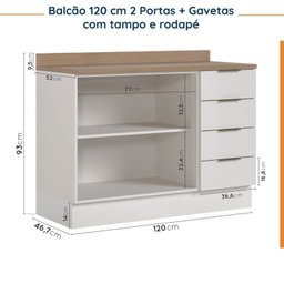 Cozinha Modulada 4 Peças com Tampo 2 Aéreos e 2 Balcões Ipanema CabeCasa MadeiraMadeira - 17
