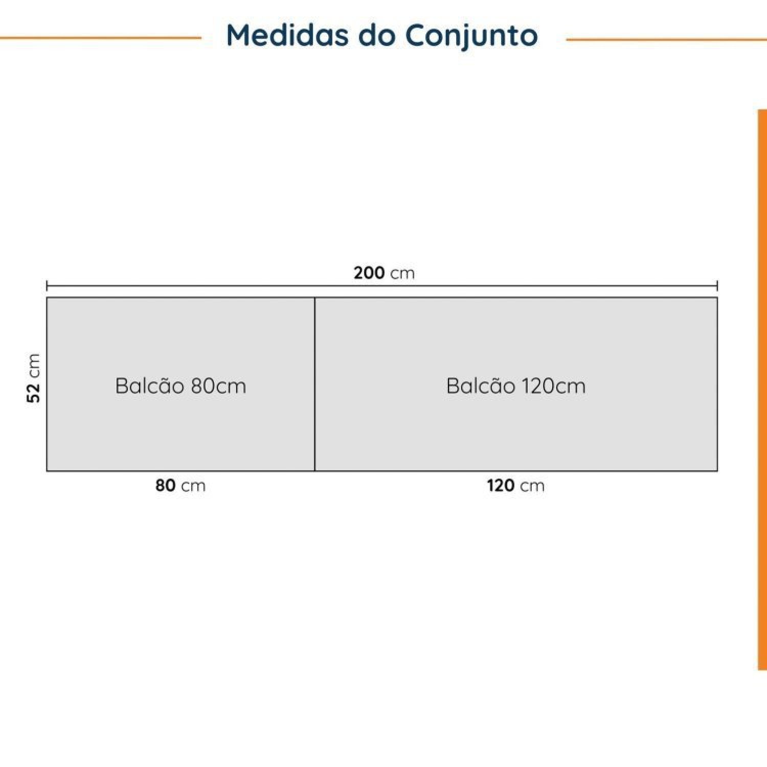 Cozinha Modulada 4 Peças com Tampo 2 Aéreos e 2 Balcões Ipanema CabeCasa MadeiraMadeira - 4