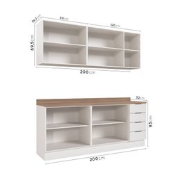 Cozinha Modulada 4 Peças com Tampo 2 Aéreos e 2 Balcões Ipanema CabeCasa MadeiraMadeira - 6