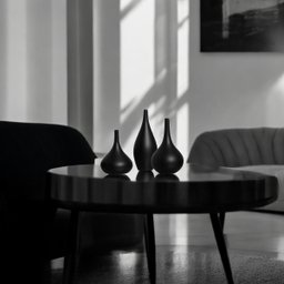 Trio de Vasos Decorativos de Mesa em Cerâmica Preto Fosco Jasmim - 2