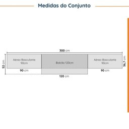 Cozinha Modulada 4 Peças com Tampo 3 Aéreos e 1 Balcão para Pia Ipanema CabeCasa MadeiraMadeira - 4