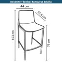 Ver mais imagens de Kit 2 Banquetas Altas Eulália Rivatti 103 Cm (altura) em Pu Fendi com Base em Aço Grafite
