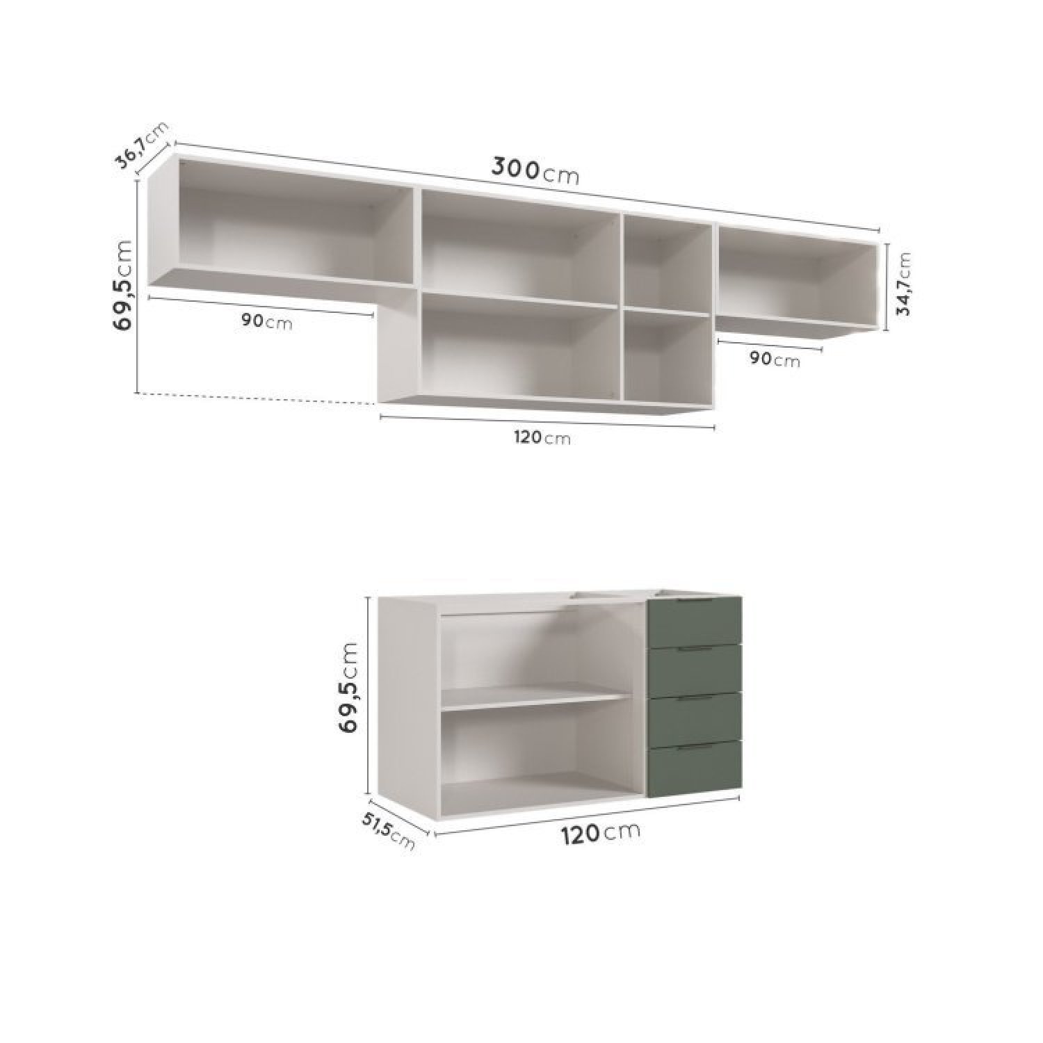 Cozinha Modulada 4 Peças Sem Tampo 3 Aéreos e 1 Balcão para Pia Ipanema CabeCasa MadeiraMadeira - 6