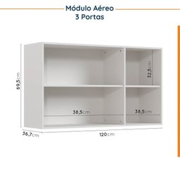 Cozinha Modulada 4 Peças Sem Tampo 3 Aéreos e 1 Balcão para Pia Ipanema CabeCasa MadeiraMadeira - 13