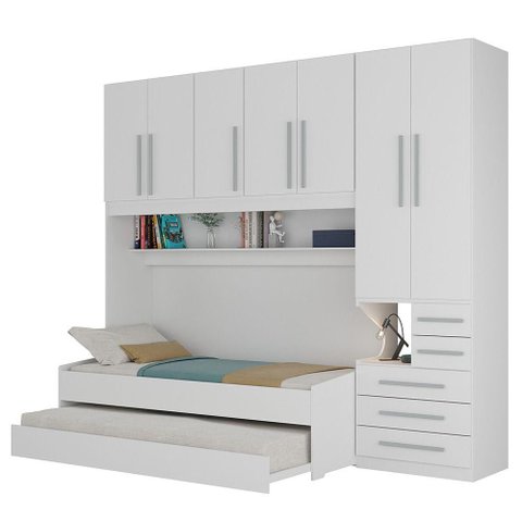 Dormitório de Solteiro Transversal sem Cama 1326s Direito Branco
