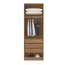 Ver imagem 3 de Guarda Roupa Armário Modulado 2 Portas com 3 Gavetas e Maleiro Escócia Amêndola/Branco para Quarto