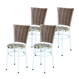 Conjunto 4 Cadeiras Branca para Cozinha Hawai Cappuccino com Assento Estampado:floral Orquídea