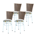 Ver imagem 1 de Conjunto 4 Cadeiras Branca para Cozinha Hawai Cappuccino com Assento Estampado:floral Orquídea