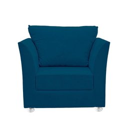 Kit 02 Poltronas Decorativa para Sala e Quarto Lisboa Suede Azul Marinho - 4
