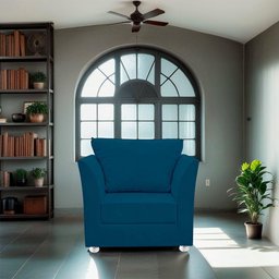 Kit 02 Poltronas Decorativa para Sala e Quarto Lisboa Suede Azul Marinho - 5