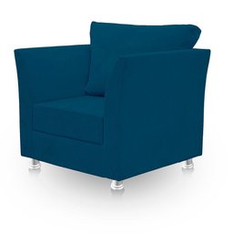 Kit 02 Poltronas Decorativa para Sala e Quarto Lisboa Suede Azul Marinho - 2