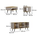Ver imagem 4 de Conjunto Sala Estar 3 Peças – Rack para Tv, Centro e Mesa de Apoio Tóquio Marrom Arena/Freijó