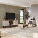 Ver imagem 1 de Conjunto Sala Estar 3 Peças – Rack para Tv, Centro e Mesa de Apoio Tóquio Marrom Arena/Freijó