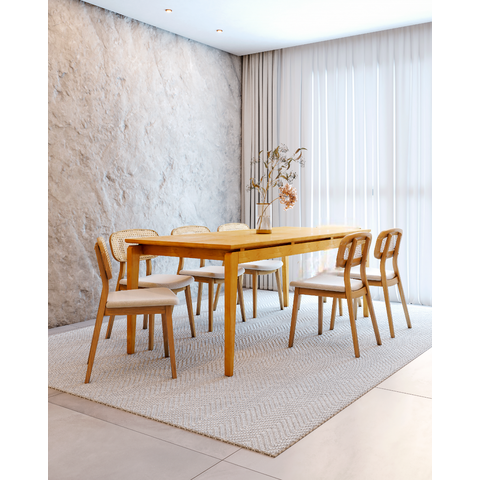 Conjunto Sala de Jantar Mesa 210cm Seiva 6 Cadeiras Liz CabeCasa MadeiraOriginals
