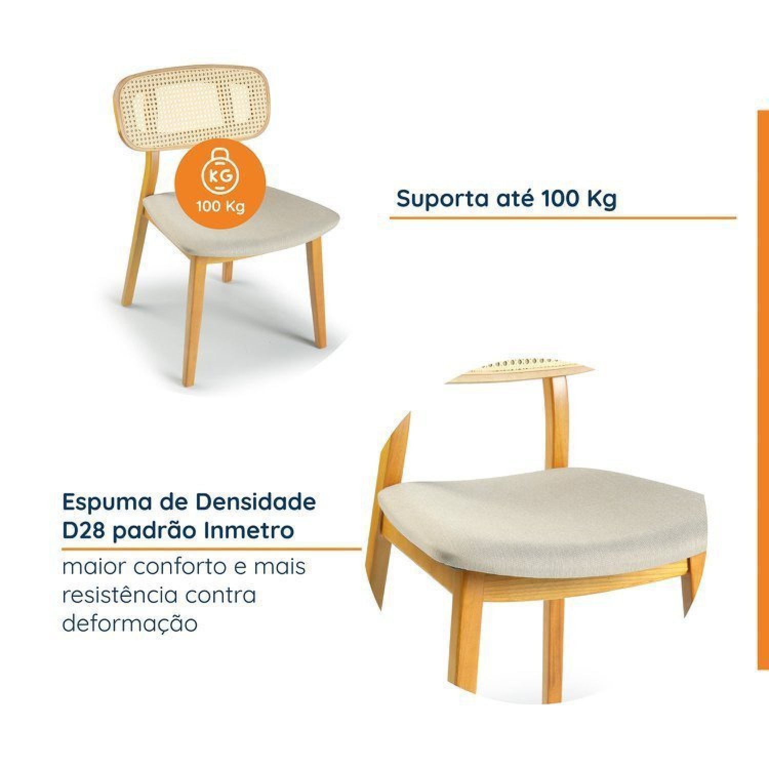 Conjunto Sala de Jantar Mesa 210cm Seiva 6 Cadeiras Liz CabeCasa MadeiraMadeira - 4