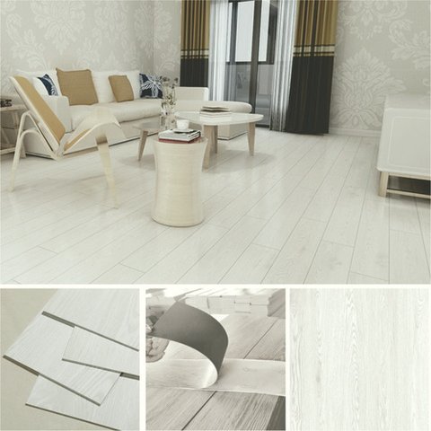 Piso Vinilico Autocolante Madeira Régua Adesiva Caixa 5m2 - Madeira Branca Off-white - Imitação Made