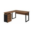 Ver imagem 3 de Mesa Escritório Pé Quadro em L c/ Gaveteiro 1,70×1,60m Nogal Sevilha/Preto – 24481
