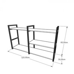 Prateleira industrial para cozinha aço cor preto prateleiras 30cm modelo ind14 - 2