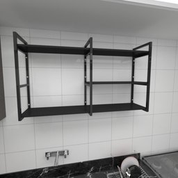 Prateleira industrial para cozinha aço cor preto prateleiras 30cm modelo ind14 - 1