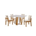Ver imagem 2 de Conjunto Sala de Jantar Grécia 4 Cadeiras Mônaco Marrom/Castanho Cinamomo/Creme/Off White