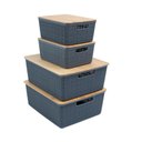 Ver imagem 1 de Kit 4 caixas organizadoras tampa bambu 2p/2m cinza – Oikos