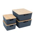 Ver mais imagens de Kit 4 caixas organizadoras tampa bambu 2p/2m cinza – Oikos
