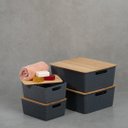Ver imagem 6 de Kit 4 caixas organizadoras tampa bambu 2p/2m cinza – Oikos