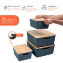 Ver imagem 3 de Kit 4 caixas organizadoras tampa bambu 2p/2m cinza – Oikos