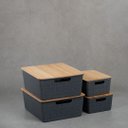 Ver imagem 5 de Kit 4 caixas organizadoras tampa bambu 2p/2m cinza – Oikos