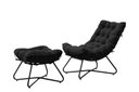 Ver imagem 1 de Poltrona Costela com Puff Eva Base Metal Preto - Veludo Preto