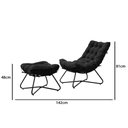 Ver imagem 2 de Poltrona Costela com Puff Eva Base Metal Preto - Veludo Preto