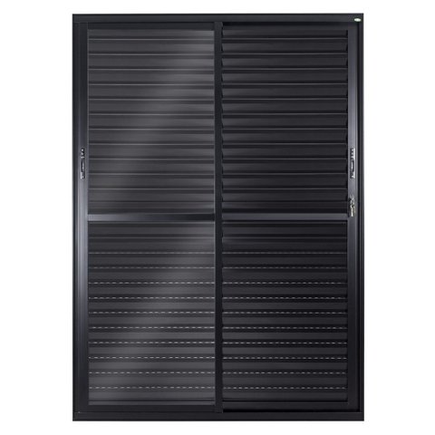 Porta Balcão Veneziana 3 Folhas Móveis Central Topsul 210x120cm Esquadrisul Preto