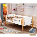 Ver imagem 3 de Cama De Solteiro Infantil Mirela Branca/Mel Com Grade De Proteção E Colchão Branco