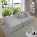 Ver imagem 2 de Sofá Ilha na Caixa em Módulos Mobili Puff + 2 Chaises Boucle Cinza Claro Estofama