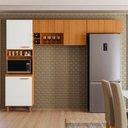 Ver imagem 1 de Cozinha Compacta 7 Portas Paneleiro Duplo e Armário Aéreo Sicília Freijo Off White Ripado Poliman