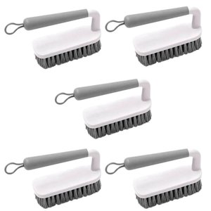 Kit 5 Escovas para Lavar Piso Calçado Roupa Escovão Anatômico Flow Bege Cerdas Resistentes