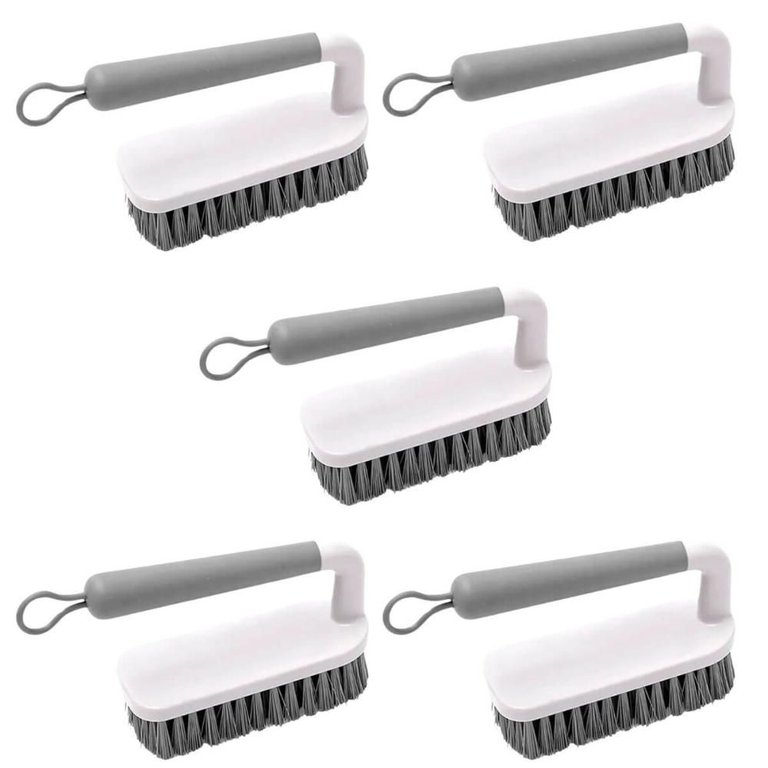 Kit 5 Escovas para Lavar Piso Calçado Roupa Escovão Anatômico Flow Bege Cerdas Resistentes