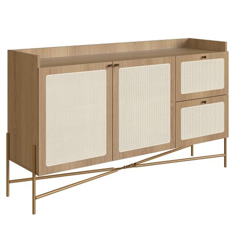 Balcão Aparador Buffet 2 Portas 139cm Arlo A10 Hanover/dourado - Mpozenato