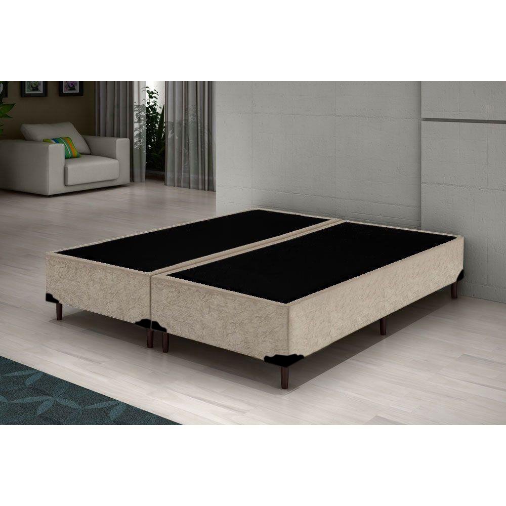 Base Box Queen Bipartido AColchoes Suede Bege 40x158x198 - 2
