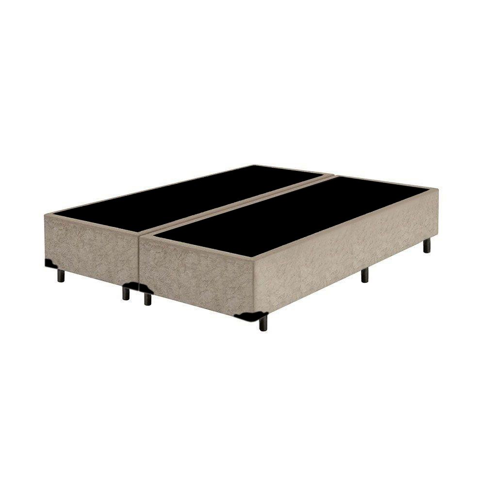 Base Box Queen Bipartido AColchoes Suede Bege 40x158x198