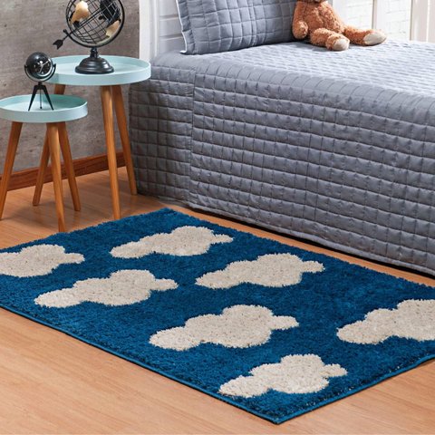 Tapete Infantil Antiderrapante 1,00x1,50m Alto Baixo Relevo Jazz:Nuvem Azul/1,00x1,50m