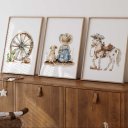 Ver imagem 1 de Kit 3 Quadros Decorativos Infantil | Sitio e Roça - Amigos da Fazenda NO2 - 30x40 - Moldura Madeira